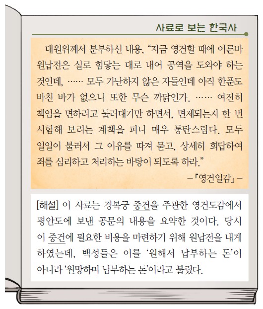 사료로 보는 한국사 - 영건도감의 공문 내용으로 경복궁 중건 시 원납전 징수에 관한 사료