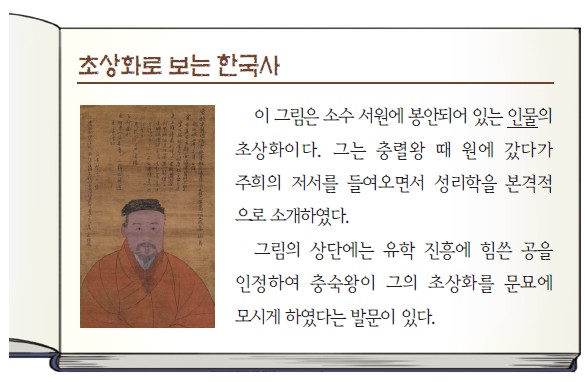소수 서원 봉안 인물 초상화 - 충렬왕 때 원에 가서 주희 저서 들여와 성리학 본격 소개
